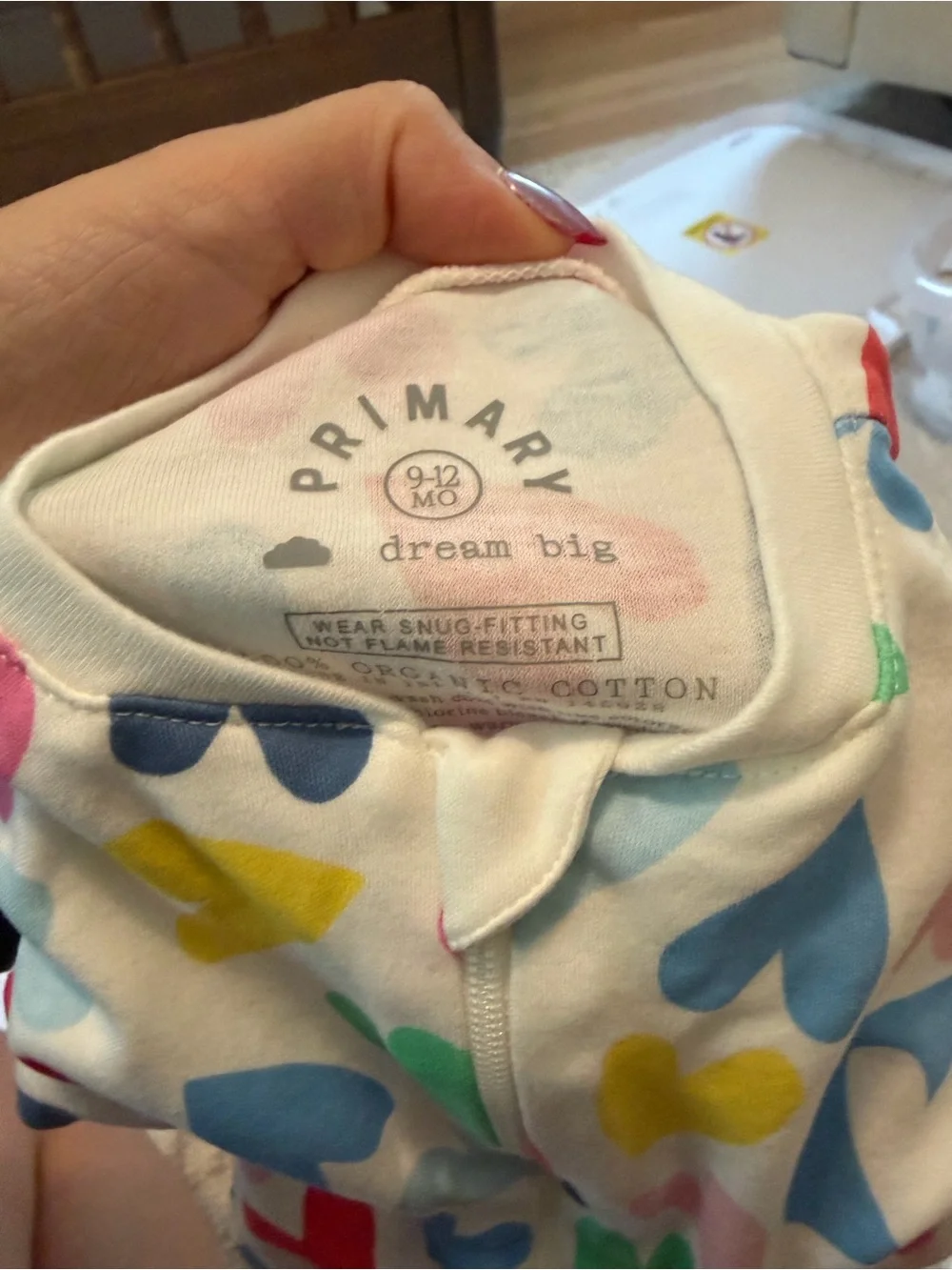 Primary Multicolor Heart-Print Footed Pajamas - White Base
